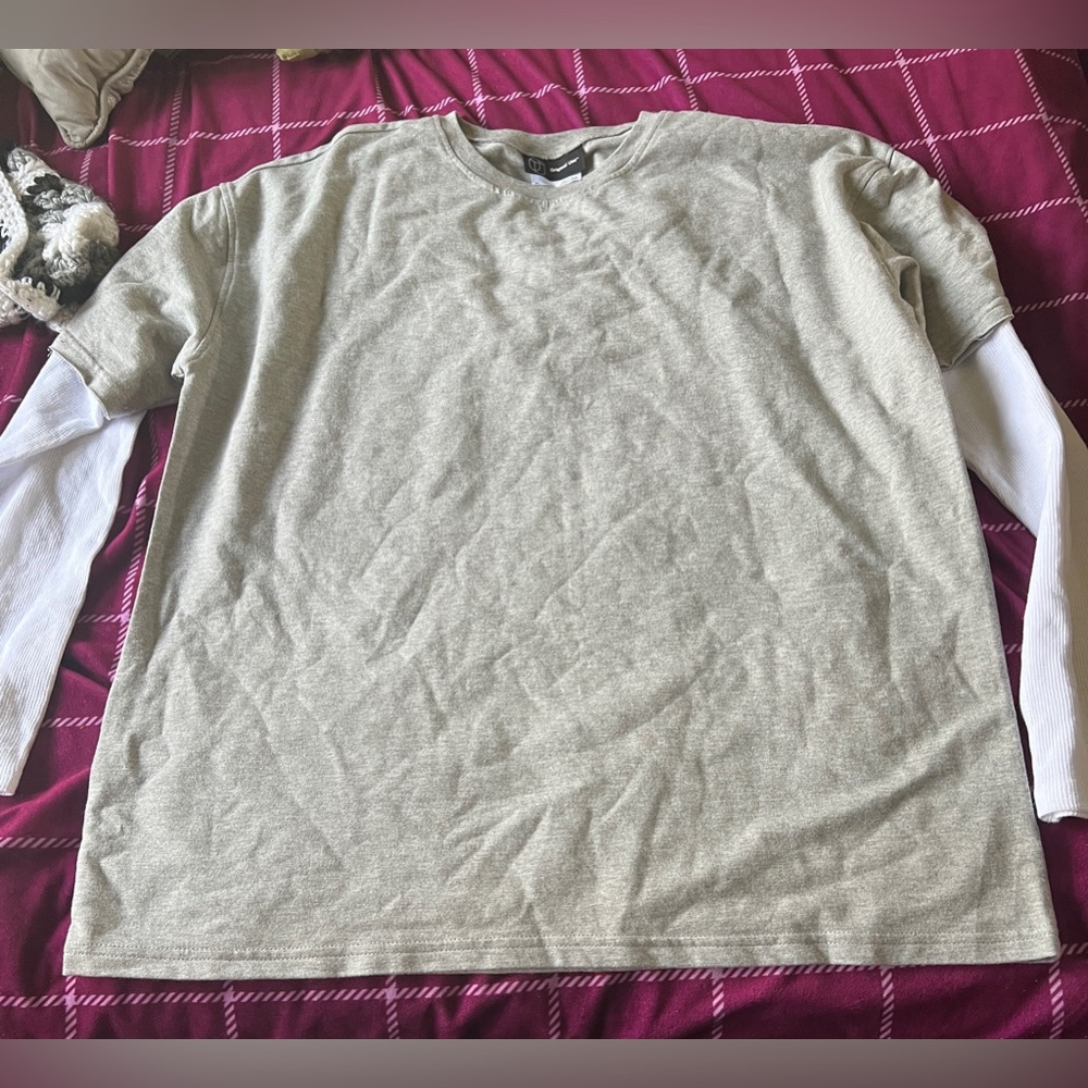 Long Sleeve Men’s LARGE Shirt Cotton with Attached Thermal sleeves